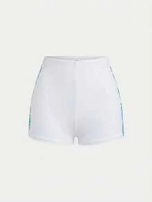 SHEIN 少女插肩袖热带植物印花上衣和短裤泳衣套装 - 粉色 - 查看 10