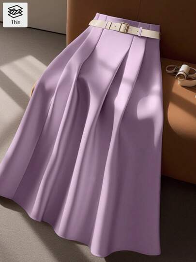 Franclia Ceinture et jupe en cuir minimaliste de couleur unie pour femmes, pour un usage quotidien