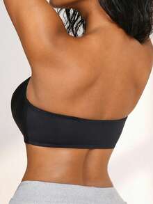 NudeFit Set de 2 piezas de sujetador sin tirantes antideslizante con tirantes transparentes desmontables y pezoneras, para verano - Blanco y Negro - Ver 2