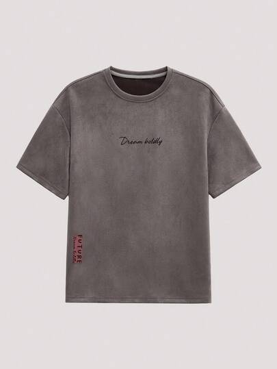 Open Phase 男士休闲字母印花复古短袖T恤，男友礼物，适合外出，秋季