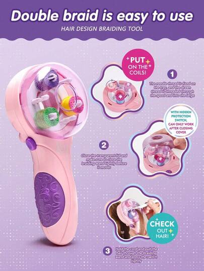 Bộ đồ chơi tết tóc tự làm 1 món cho bé gái, bộ phụ kiện tóc tự làm, đồ chơi trang trí đầu, dụng cụ tạo kiểu tóc tết tự động kiểu công chúa, đồ dùng hóa trang, đồ chơi tết tóc, đồ chơi tạo kiểu tóc giả vờ cho bé gái chơi như một thợ làm tóc lý tưởng, đồ dùng tiệc tùng, quà tặng tiệc tùng, quà tặng sinh nhật