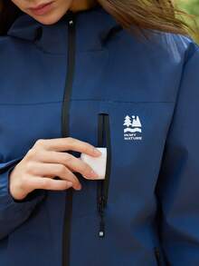 SHEIN In My Nature Chaqueta casual con capucha de manga larga y estampado botánico para mujer - Azul - Ver 4