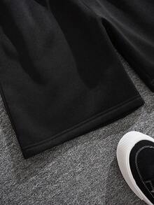 Manfinity Dauomo Quần short nam thường ngày, màu đen, trắng, thời trang đa năng, phong cách thể thao. - trắng - Xem 6