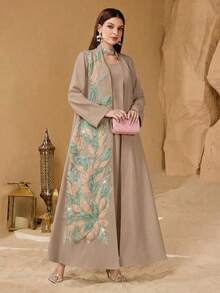 Layrah Bộ đồ nữ thời trang dáng rộng, thanh lịch, gồm 2 món, được thiết kế riêng và phối hợp nhiều họa tiết. - Màu nâu  Mocha - Xem 1