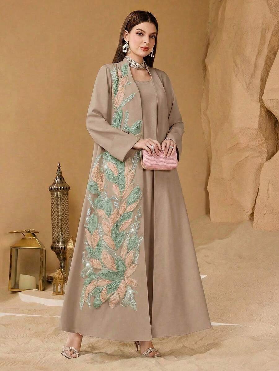 Layrah Bộ đồ nữ thời trang dáng rộng, thanh lịch, gồm 2 món, được thiết kế riêng và phối hợp nhiều họa tiết. - Màu nâu Mocha - Xem 1