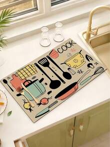 1 tấm lót bếp có họa tiết, thích hợp dùng cho máy pha cà phê, lau khô chén đĩa, làm tấm lót bàn ăn. - Nhiều màu - Xem 2