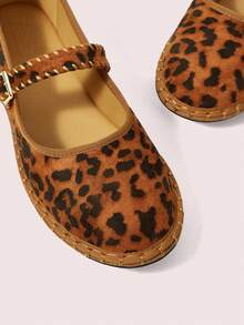 CUCCOO DOLLMOD 女士经典棕黄双条纹丝绒平底鞋 - 豹紋 - 查看 5