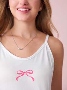 标语图案吊带背心和格子长裤睡衣套装 - 彩色 - 查看 9