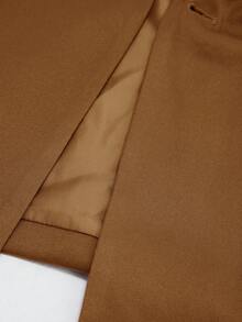 GENKIRA Áo blazer dáng rộng, thoải mái, đa năng, phù hợp đi làm, vai rộng, có dây rút trang trí, màu trơn. - màu nâu - Xem 7