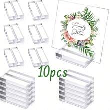 20 chiếc giá đỡ thẻ tên bằng acrylic trong suốt có khe, dùng để trưng bày trên bàn, làm bảng hiệu đám cưới, đựng ảnh kỹ thuật số, thực đơn văn phòng, hội nghị, giá đỡ thẻ màu đen, trắng và trong suốt. - Nhiều màu - Xem 16