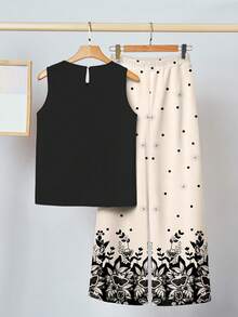 EMERY ROSE Casual Minimalist Floral Pattern 2 Pieces Set For Women, Suitable For Summer - Multicolor - View 2