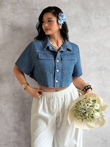 Sunnyshic New Vintage Stylish Loose Denim Jacket For Summer - Blue - View 5