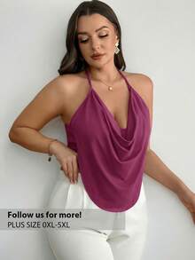 Firerie 大码休闲舒适优雅精致细肩带系带女式黑色吊带背心 - 紅色 - 查看 1