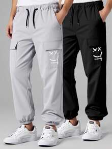 Mirajuku Bộ 2 quần thời trang cho bé trai tuổi teen, màu đen và xám, chất vải mềm mại, thoải mái, thích hợp cho các buổi đi chơi, chụp ảnh, kiểu dáng đa năng và thời trang, là món đồ không thể thiếu cho các chàng trai tuổi teen. - màu đen - Xem 9