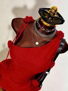 Franclia 女士红色无袖花卉吊带短裙 - 紅色 - 查看 3