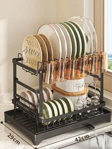 1 Dish Storage Rack, Daily Leisure Home Storage, Set Of Drain Racks Above The Kitchen Countertop Sink, Detachable Large Capacity Double-Layer Drain Rack, - Multicolor - View 9