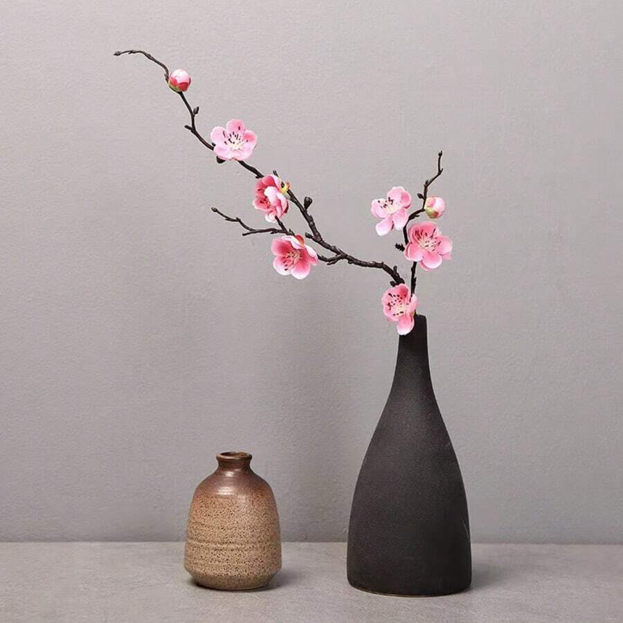 Artificial Plum Blossom Stem, Chinese Style Pink Wintersweet Flower For Zen Home & Living Room Decor - Multicolor - View 1