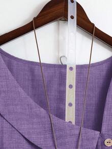 EMERY ROSE Áo sơ mi mùa hè thanh lịch cổ lệch dáng cỡ lớn - Màu tím  Violet - Xem 4