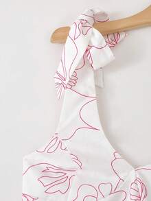 Franclia 新款优雅印花V领系腰连衣裙 - 彩色 - 查看 5