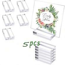 20 chiếc giá đỡ thẻ tên bằng acrylic trong suốt có khe, dùng để trưng bày trên bàn, làm bảng hiệu đám cưới, đựng ảnh kỹ thuật số, thực đơn văn phòng, hội nghị, giá đỡ thẻ màu đen, trắng và trong suốt. - Nhiều màu - Xem 21