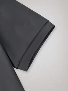 Officeau Men's Letter Print Short Sleeve Casual Commuter Polo Shirt - Dark Grey - View 5