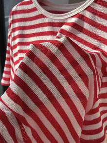Comfortcana Schwarz-Weiß gestreiftes Casual 2 Stücke Set, bequem für Frühling/Sommer - Rot-Weiß - Übersicht 6