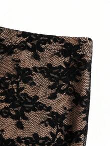 Ellevyn Falda ajustada romántica y elegante con encaje para uso diario - Negro - Ver 5