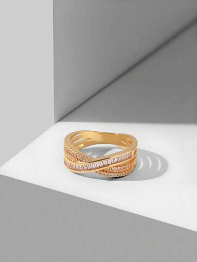 MOTF PREMIUM Anel Cruzado Banhado a Ouro 18K PRÉ