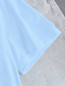 Tween Girl Vacation Casual Shell Print T-Shirt - Baby Blue - View 4