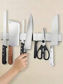 11/15/19in Stainless Steel Knife Stand Strip Organizer Strong Magnetic Knife Holder Wall Mount Kitchen Bar Storage Kitchen Accessories - One Size - View 2
