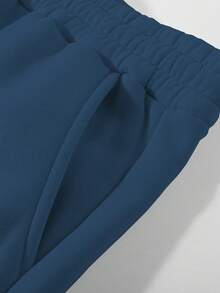 Manfinity Homme Men's Casual Sweatpants With Pockets And Drawstring, Loose And Versatile - Teal Blue - View 4