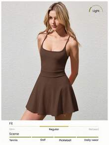 CourtClass 女士优雅无袖连衣裙 - 咖啡棕 - 查看 4