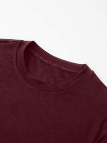 INAWLY Plus Size Women Solid Color Fitted Crew Neck T-Shirt - Multicolor - View 4