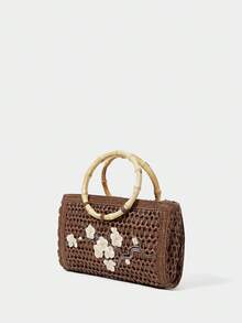 SHECARRY Bolso de tote casual bohemio con estampado floral para mujer - Café - Ver 2