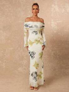 Lumalex Đầm dài tay màu vàng thanh lịch in hoa, trễ vai, xếp ly, ôm sát cơ thể, dành cho nữ, thích hợp cho mùa đông thu, dạ hội, tiệc tùng, tiệc chiêu đãi, kín đáo, sang trọng, lễ hội, đi chơi, kỳ nghỉ, ngoài trời, tiệc cưới, tiệc năm mới, đính sequin, phong cách dự tiệc, dạ hội, tiệc đêm, đầm dự tiệc cho mùa thu, hè, đầm dự lễ, đầm gợi cảm, đầm vàng, đầm đi chơi, đầm hẹn hò, đầm ngày Valentine, trang phục Valentine cho nữ. - Màu be - Xem 9