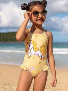 SHEIN New Arrival Fashion Printed One-Piece With Adjustable Straps - Yellow - View 3