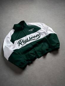 PAVTROS Chaqueta casual de hombre con cuello alto, estampado de letras y contraste de color - Multicolor - Ver 3