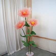 1朵粉色人造牡丹花，手工制作，带珍珠花蕊和花托，超大尺寸花卉装饰，适用于婚礼背景、活动展示和家居装饰 - 彩色 - 查看 4