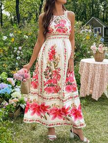 SHEIN 孕妇度假休闲碎花吊带连衣裙 - 彩色 - 查看 5