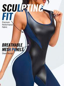 Innovista Women's Fashion Elastic Colorblock Mesh Backless Jumpsuit Dance Costume - Multicolor - View 3