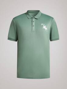 Officeau Polo homme à manches courtes respirant de couleur unie, été, sports et extérieur - tennis et golf - Vert - Voir 1