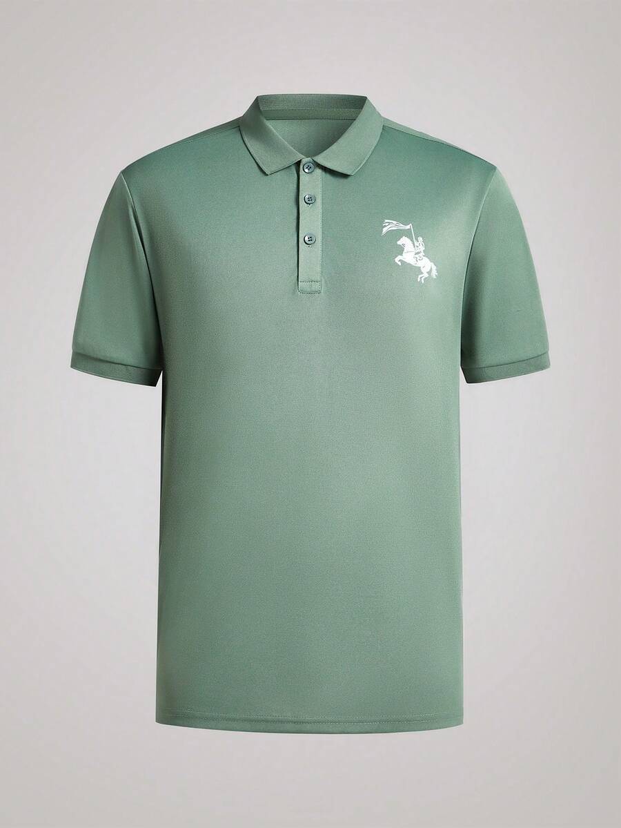 Officeau Polo homme à manches courtes respirant de couleur unie, été, sports et extérieur - tennis et golf - Vert - Voir 1