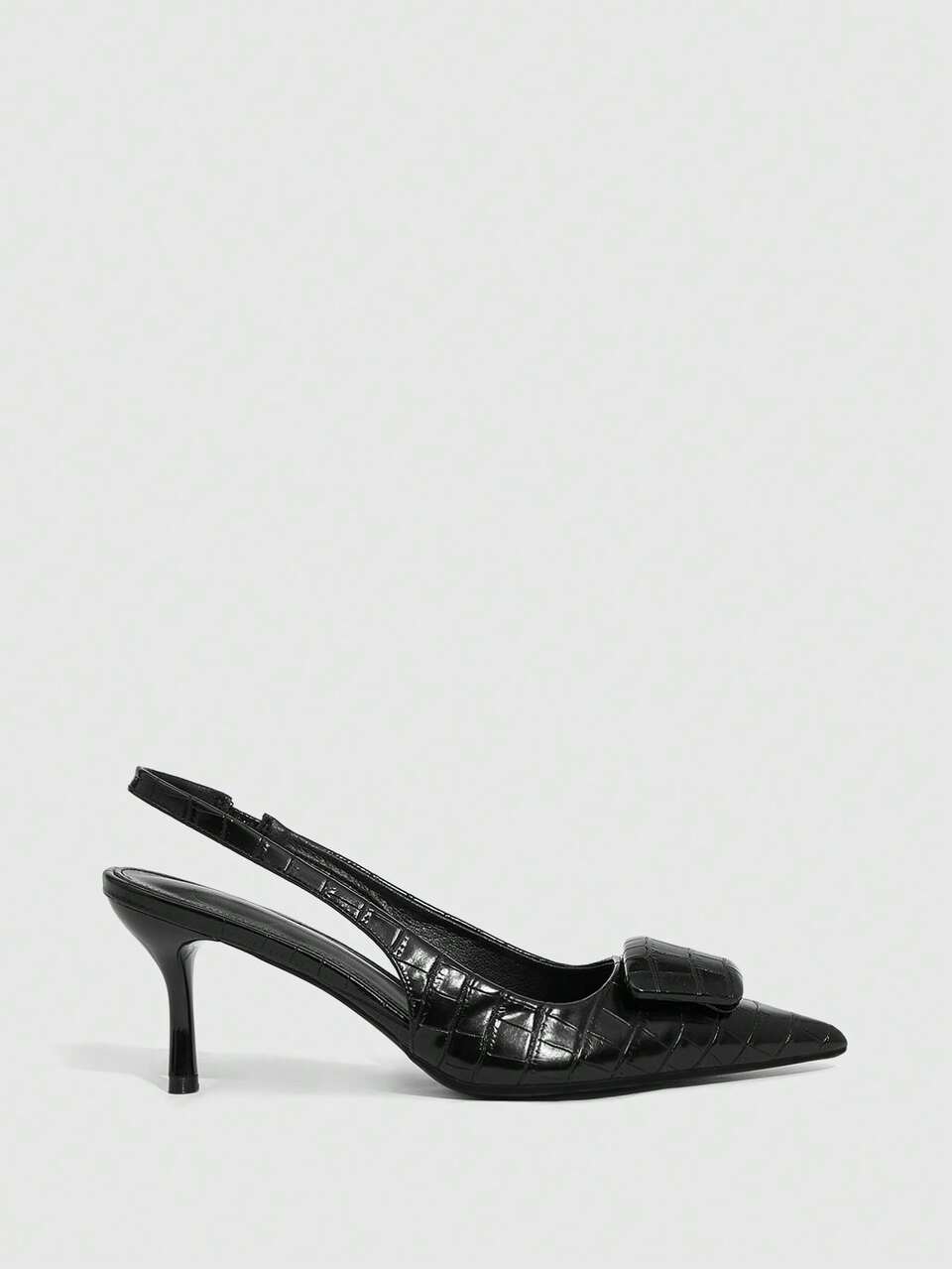CUCCOO SZL Women's Shoes Crocodile Pattern Pointed Bow Thin Heel Slingback Heels, Elegant And Capable Style With A Sense Of Fashion And Retro, The Details Of The Use Of Crocodile Pattern Material, Pointed Design, Bow Decoration And Thin Heel And Slingback Style, Function Can Modify The Foot Shape, Enhance Temperament, Suitable For Workplace Commuting, Formal Dinners Or Urban Women's Daily Collocation And Other Scenes, Suitable For The Pursuit Of Fashionable And Sophisticated Women's Crowd.