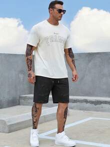 Manfinity Homme Men's Summer Casual Tie-Dye Print Shorts - Black - View 4