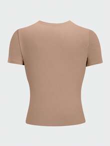 EMERY ROSE 大码女式纯色修身圆领T恤 - 彩色 - 查看 2