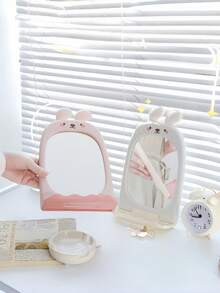 1PC Bunny Cartoon Makeup Mirror Suction Wall Bathroom Mirror Dorm High Value Cosmetic Mirror For Girls Women Home Decor - Multicolor - View 2