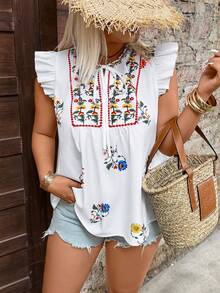Breezaya Plus Size Women Floral Print Romantic Versatile Daily Commute Shirt, Suitable For Spring/Summer - Multicolor - View 5