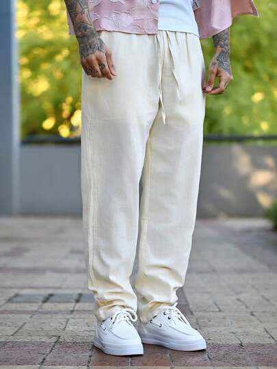 Devon Thys 男士休闲、商务、日常穿着纯色梭织长裤，时尚年轻风格