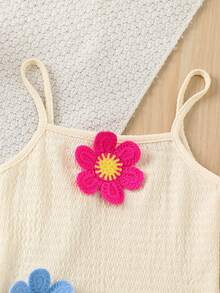 Emery Rose Kids Emery Rose Kids 女童纯色针织3D立体花卉休闲吊带裙 - 杏色 - 查看 9