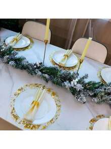 50/100/150 Disposable Gold Placemats, 13 "Glitter Metal Mesh Round Placemats, Gold Foil Mesh Doilies, Table, Wedding, Birthday Party Decorative Gold Doilies - Multicolor - View 4